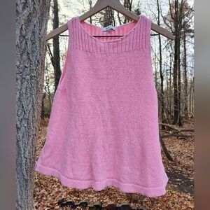 Madewell Sz M Coral Pink Knit Sweater Swing Tank Top Flowy Sunsetter
